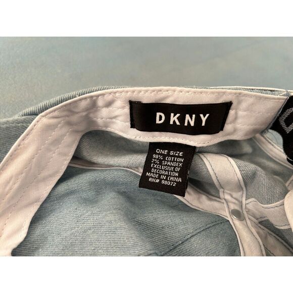 DKNY Denim Blue Embroidered Patch Logo Women's Baseball Hat Cap Adjustable Band - Picture 7 of 8